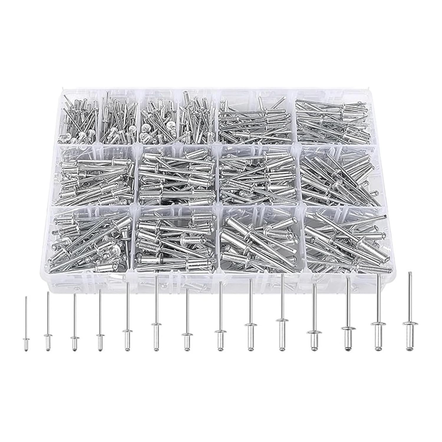 500pcs Pop Rivets Assortment Kit, 14 Sizes Aluminum Blind Rivets (3/32" 1/8" 5/32" 3/16")