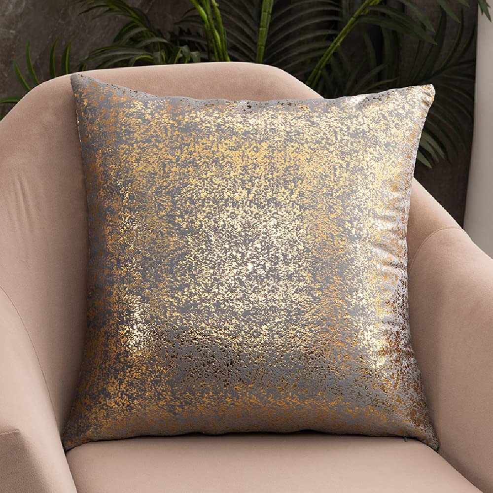 Deeprove Throw Pillow Cover Both Sides Sparkle Gold Foil Print Soft Velvet Hidden Zipper Closure Accent Pillow Cushion