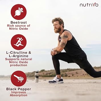 Nutrivo Beetroot Capsules High Strength 12,000mg | Beetroot Extract Complex with L-Citrulline, L-Arginine - Nitric Oxide Booster | 120 Capsules - 4 Month Supply | Vegan & UK Made