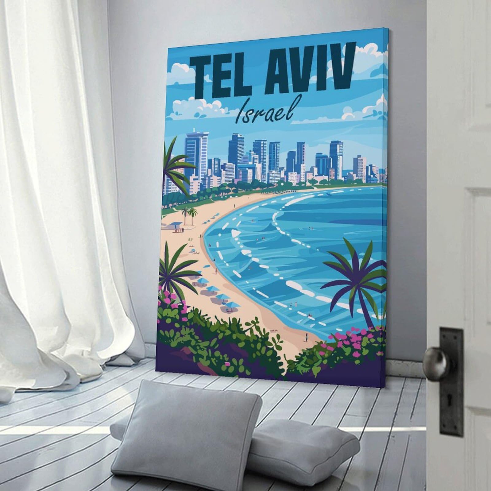 Junmoney Israel Tel Aviv Travel Wall Picture Print, 20x30inch(50x75cm), for Home Office, Desk Area Or Studio, Decorative Artwork for Productive Spaces