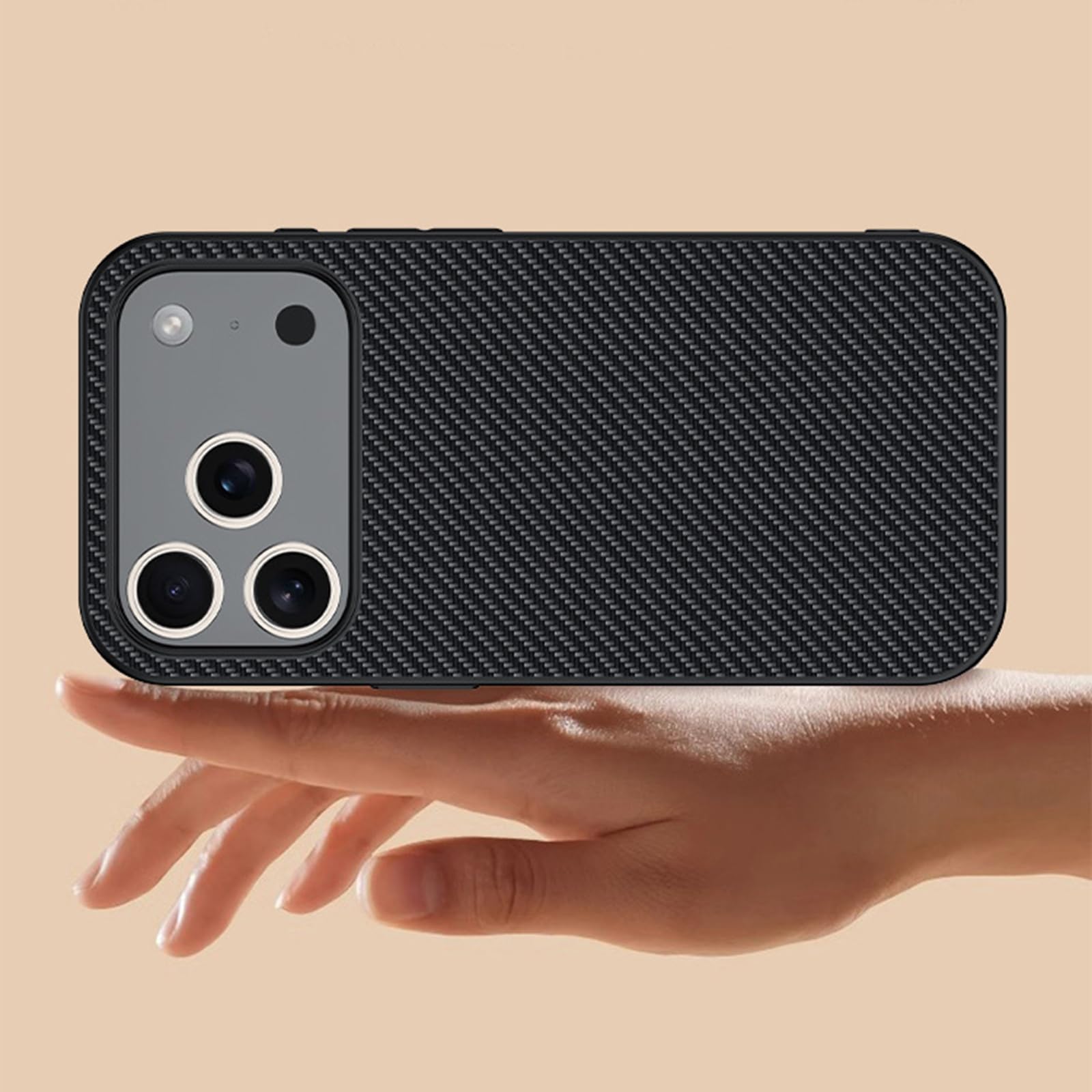 Dünne Hülle für iPhone 17 Pro Max/17 Pro/17 Air/17, Kohlefaser Muster Leder rutschfeste Schutzhülle Kabellosem Laden Handyhülle,Schwarz,17 Pro