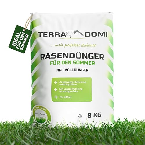TerraDomi Rasendünger Sommer 8kg NPK 15-15-15 für 400 m²