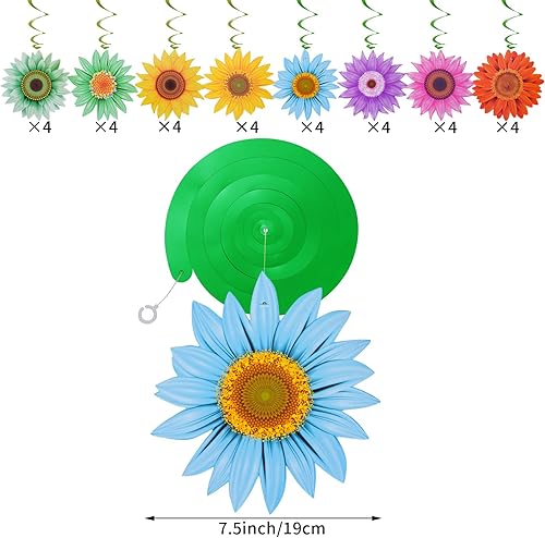 Miniatura 6 de jiebor 60 piezas de flores de primavera colgantes, girasol, girasol, temática de verano, decoraciones de fiesta de cumpleaños para ducha, boda,