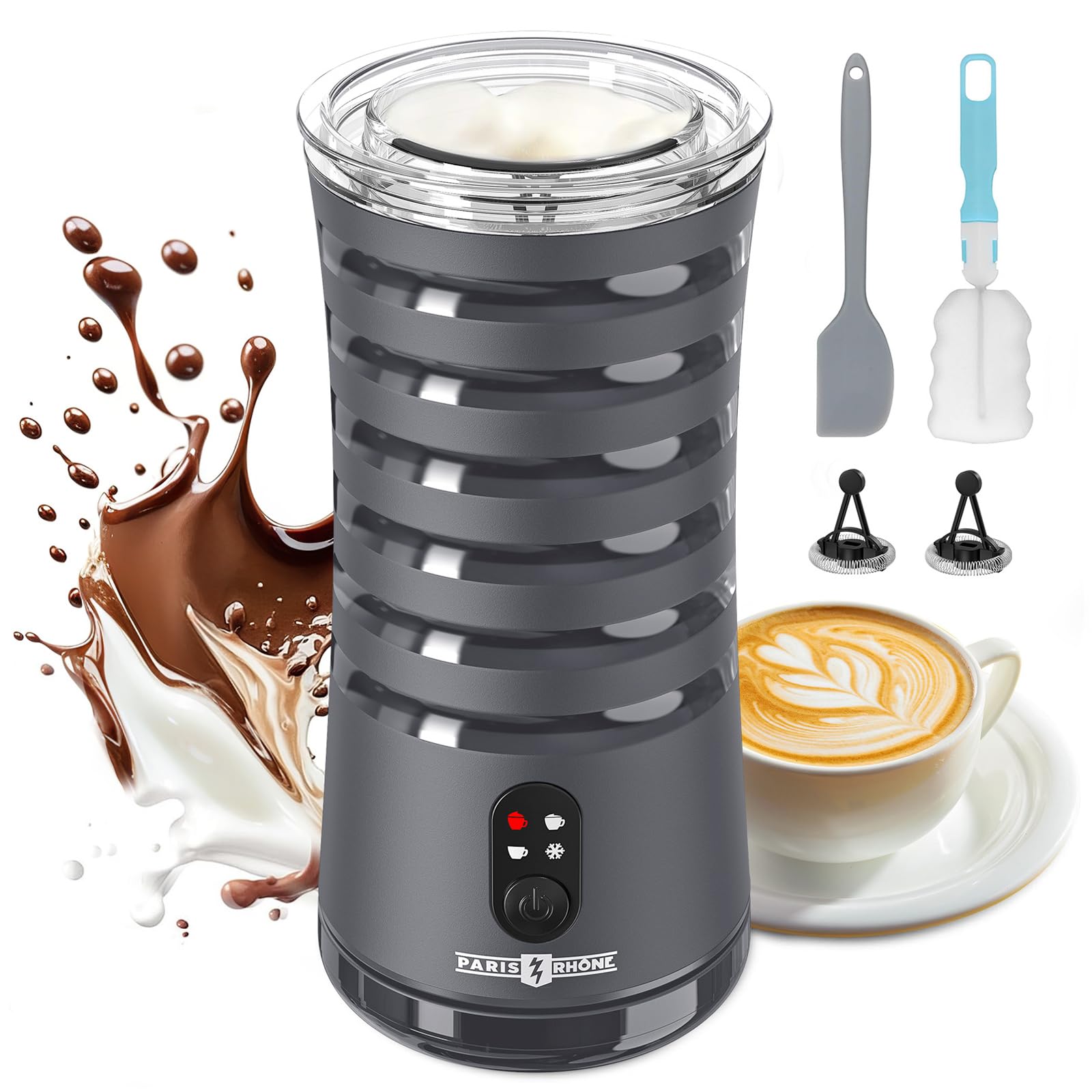 Paris Rhône 4-in-1 Milk Frother, Hot &amp; Cold Foam Maker &amp; Milk Steamer