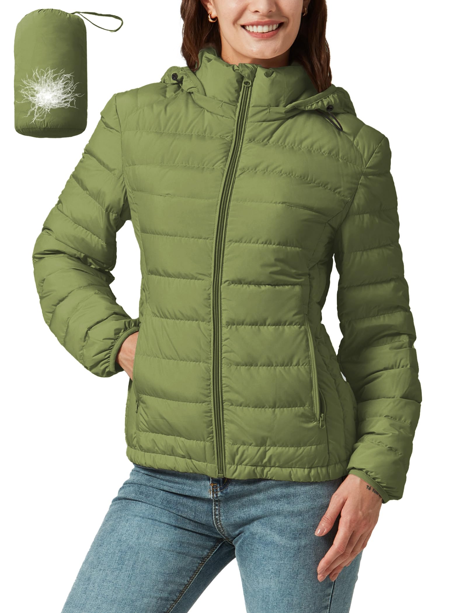 Packable Down Jacket Women Lightweight Quilted Puffer Coat