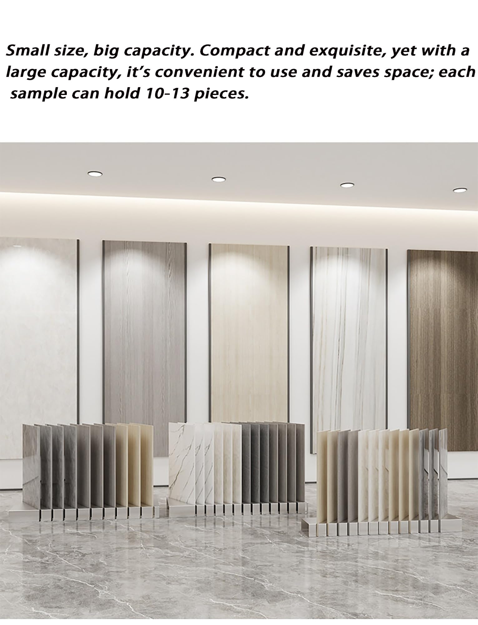 Vertikales Steinregal – Mehrzweck-Halter für Quarz, Glasplatten, Bodenfliesen und Arbeitsplattenproben – schlankes Design für Vitrinen und Einzelhandelsdisplays