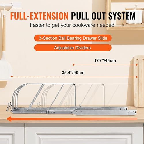 Miniatura 5 de VEVOR Estante para sartenes y ollas, organizador extensible para debajo del gabinete, bandeja para hornear bandejas para hornear, separadores de