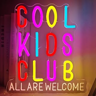 Cool Kids Club Neon Sign for Wall Decor Classroom Neon Light Sign Dimmable Light Up Sign for Kids Playroom Bedroom Decor Party