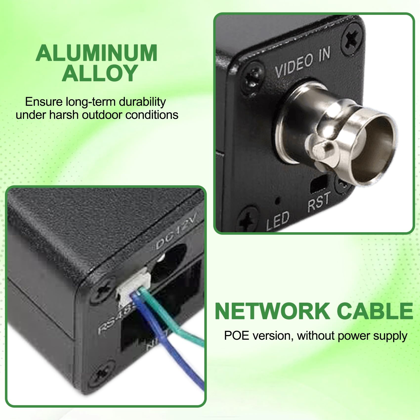 Convertitore CVBS/TVI/AHD/CVI a IP 1080p, PoE, RJ45 RS485 NVR