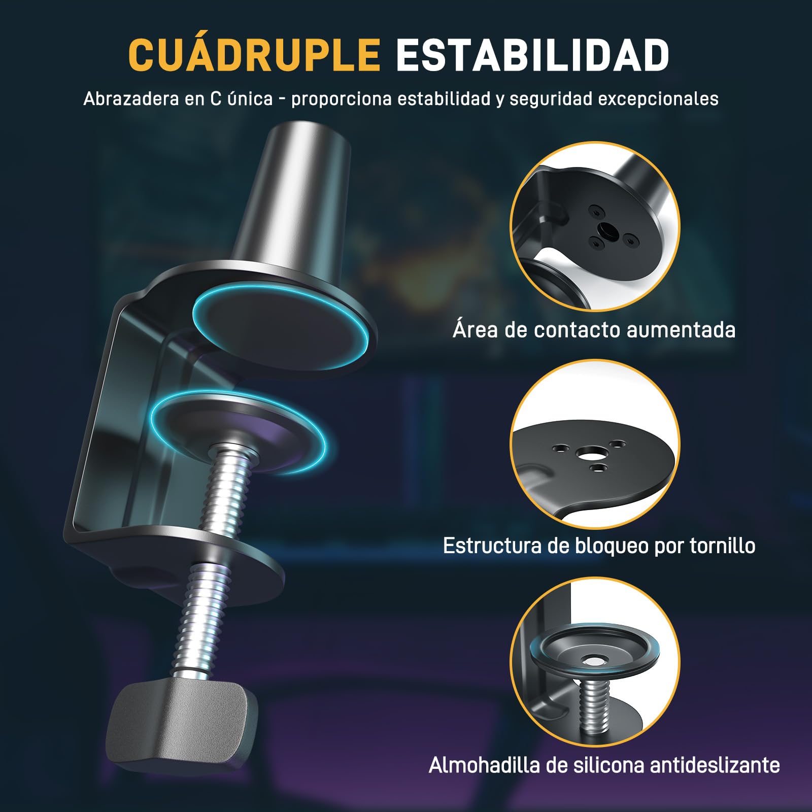MAONO Brazo Micrófono BA92 Negro - Brazo plano con canal para cables, abrazadera de mesa, totalmente ajustable. Ideal para podcast, streaming y oficina en casa