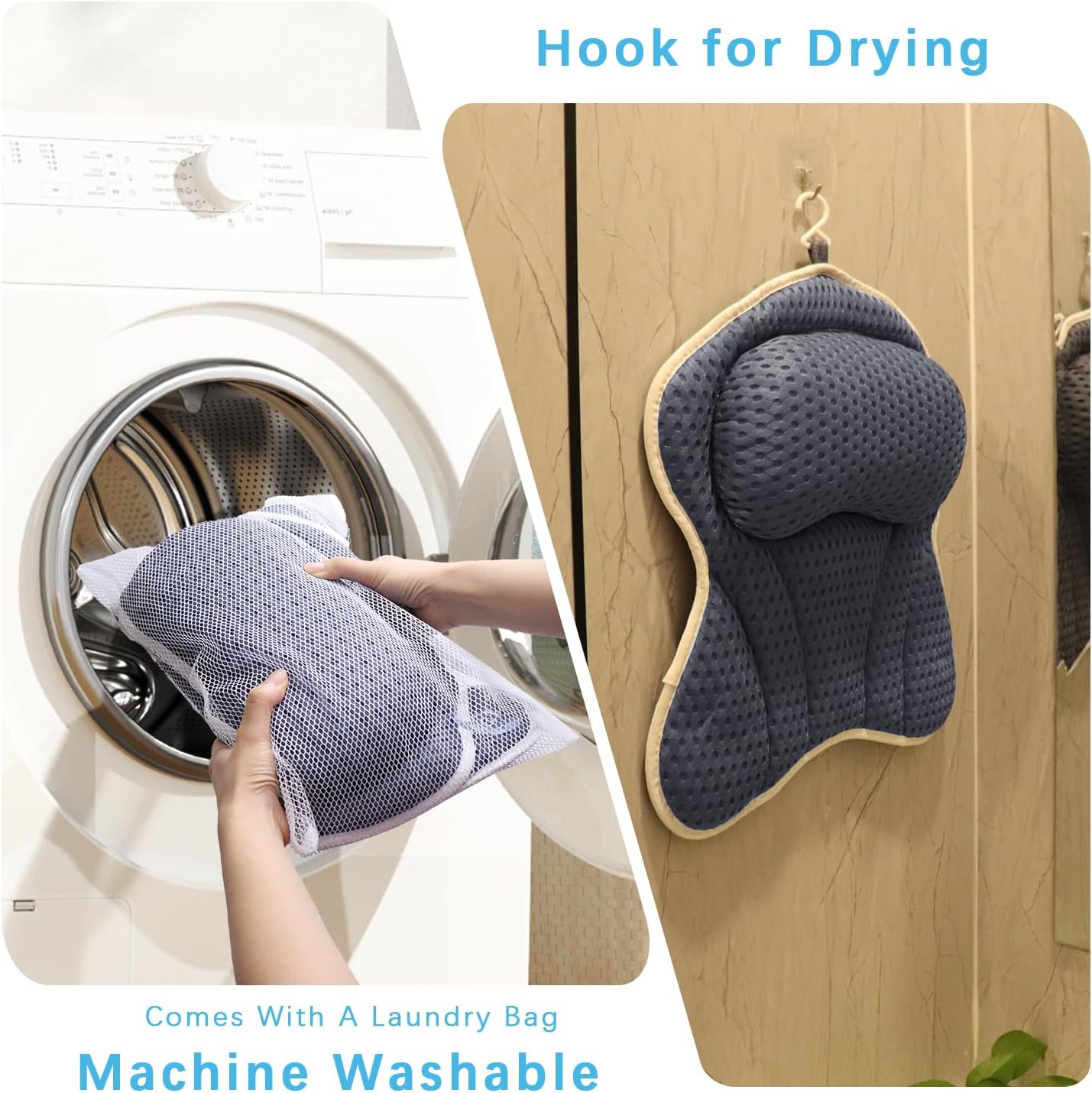 Spa Cushion for Tub,Bath Pillow Luxury Bathtub Pillow，Bath Tub Pillow Headrest with Soft 4D Mesh Fabric and Non-Slip Suction Cups+4 Strong Suction Cups, Great Spa Gifts Bathtub Accessories