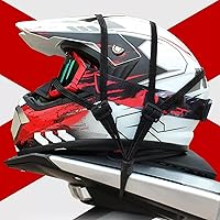 Vista 2 de 2 piezas de correa elástica retráctil de alta calidad para casco de motocicleta en negro, con malla para casco y 2 ganchos (23.6")