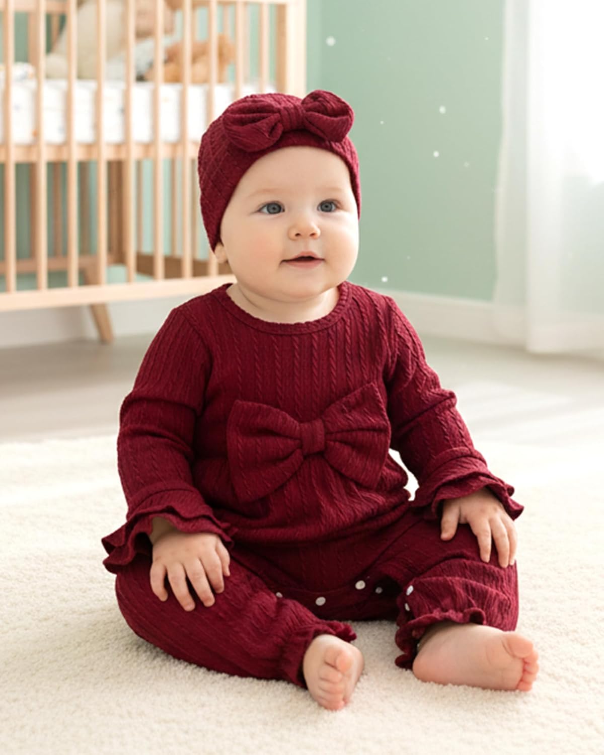 Mioglrie Newborn Baby Girl Clothes Long Sleeve Romper Infant Fall Winter Outfits Floral Hat Jumpsuit Preemie Girl Clothes