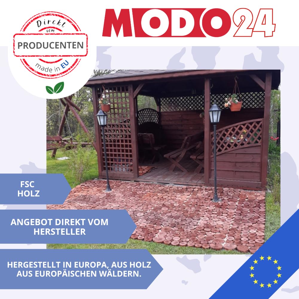 Gartenweg aus Holz, 1 Modul, Gehwegplatte, Gehweg aus Eichescheiben, Gehplatten, Holzscheiben, Holzplatten, Gartenplatten, Beetplatten, Weg Holzpfad, FSC-Holz, Modulmaß 80x50x3 cm