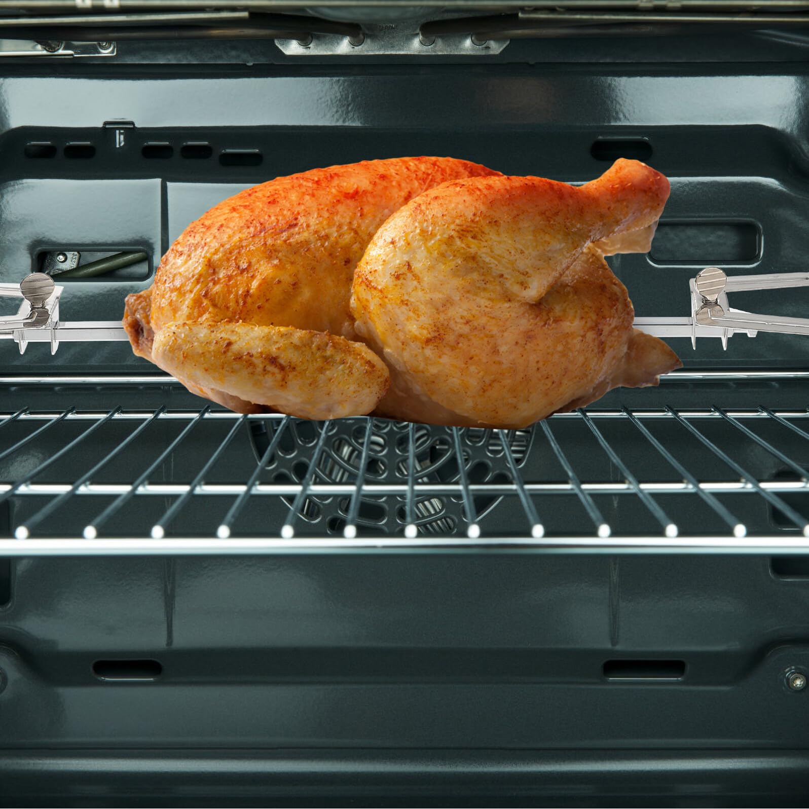 SHINEOFI Soporte Ajustable para Asar Pollo y Pavo en Freidora de Aire, Tenedor de Acero Inoxidable Resistente al Calor, Accesorio para Parrilla y Cocina al Aire Libre, Adecuado para Carne