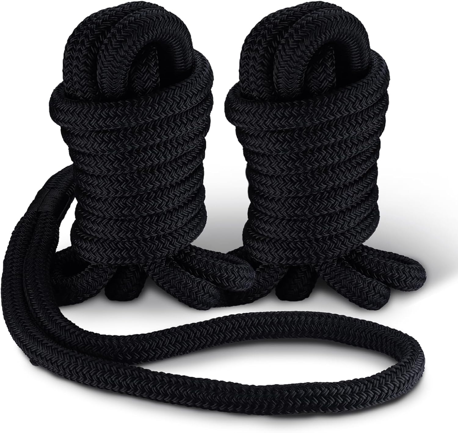 NovelBee 1" Dock Line 2 Pack,Double Braid Nylon Boat Dock Line,Heavy Duty Mooring Marine Rope with 24” Eyelet,Boat Rope and Ties for Docking (1" x 20')