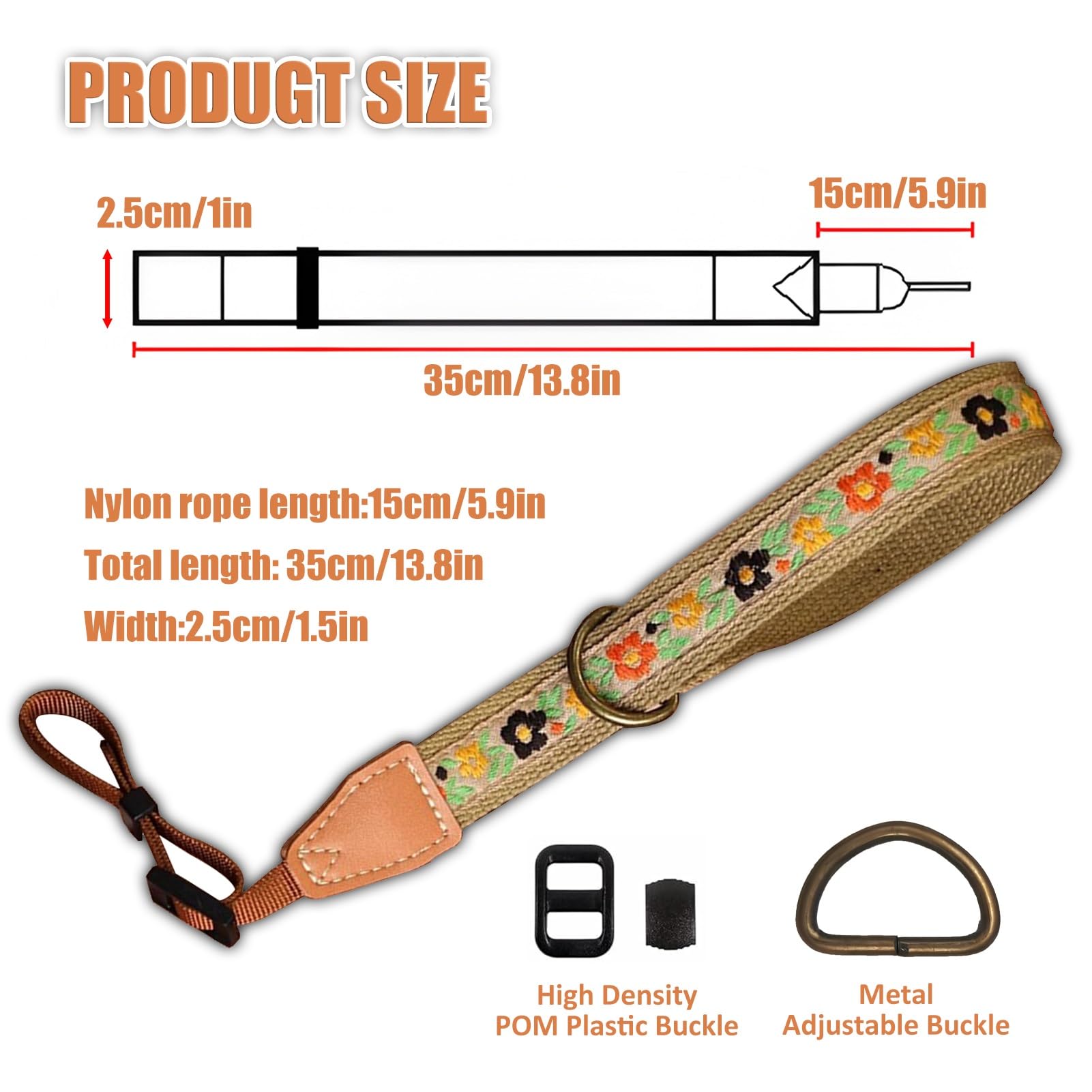 correa para cámara, Ajuste cómodo, correa de muñeca for cámara con anillo metal ajustable, compatible todas las cámaras