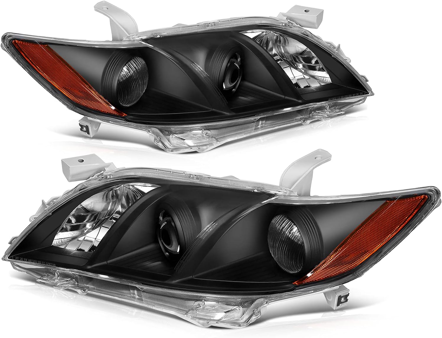 ECCPP Headlights for 2007 2008 2009 2010 for Toyota Camry Pair Headlight Assembly Black Housing Amber Reflector 8113033652