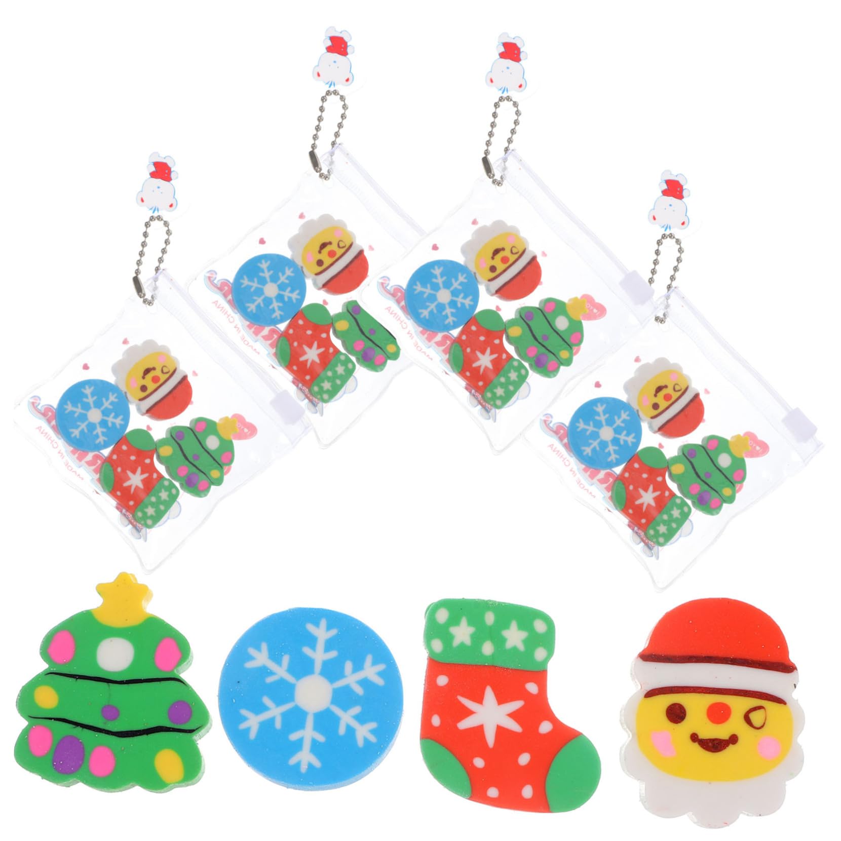 SHINEOFI 18 Sätze Weihnachtsradiergummi cute christmas decor süße radiergummis weihnachts geldgeschenke spaß Cartoon Radiergummis geformt Mini-Radierer Multifunktions-Radierer PVC