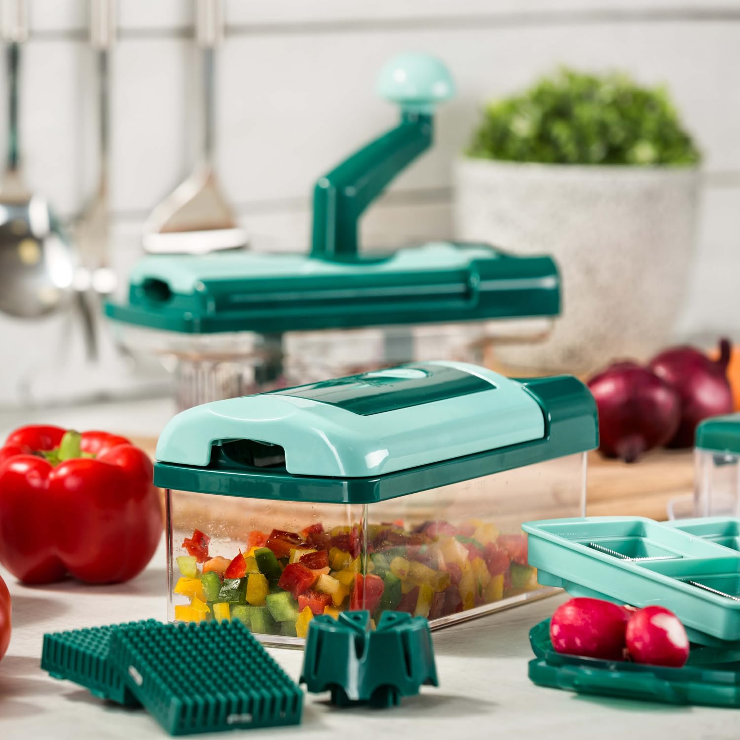 Genius Nicer Dicer Fusion Julietti inkl. Gratis Reib-Einsätze und Nicer Twist (Set 34-TLG.)