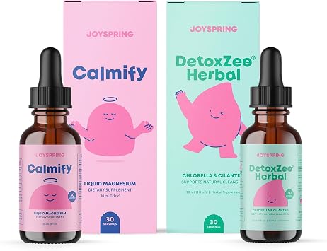JoySpring Magnesium Citrate Liquid & Magnesium Glycinate and Herbal Detox and Cleanse for Kids