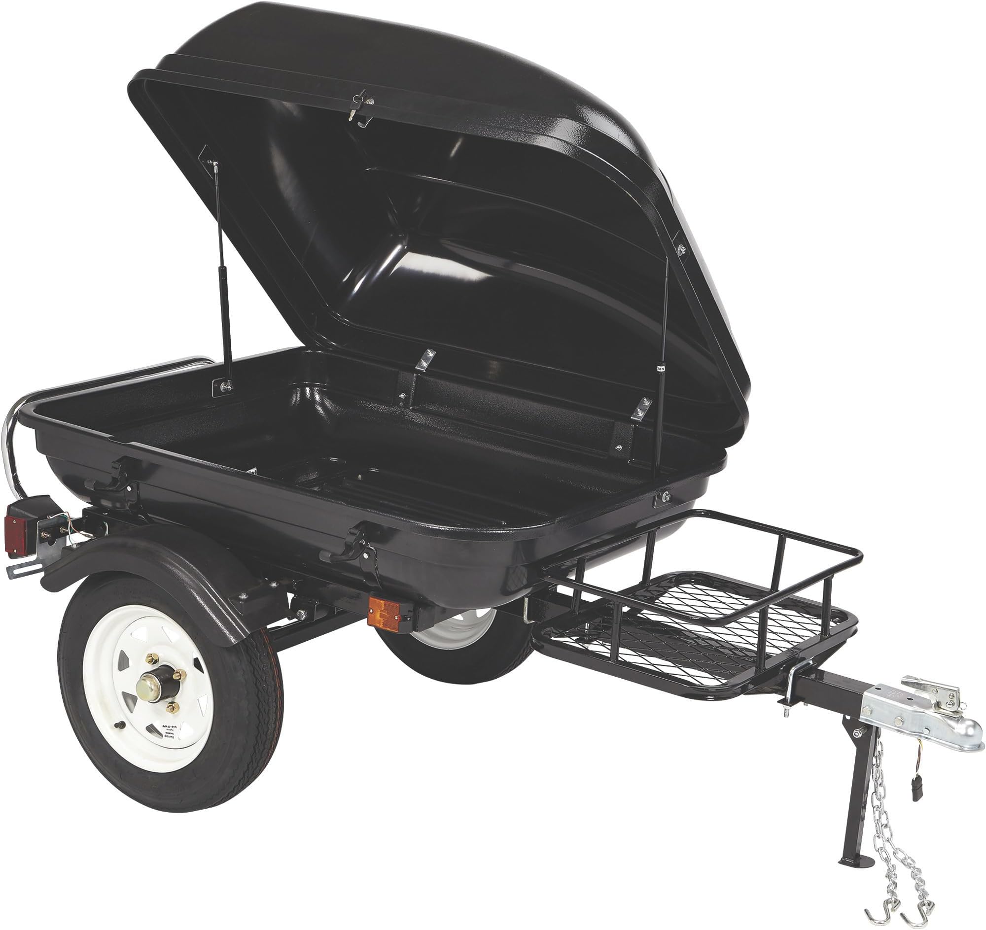 Ultra-Tow Tag-Along Pull Behind Motorcycle Cargo Trailer - Steel Frame, 16.6 Cu.Ft. Storage, 600-Lb. Load Capacity