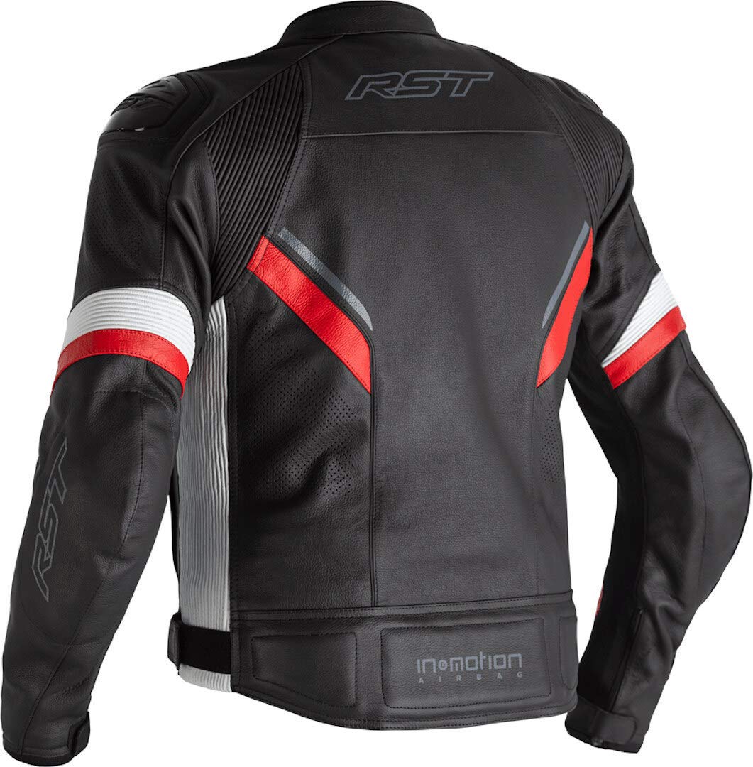 RST Sabre Airbag Moto Veste en Cuir Noir/Blanc/Rouge XL