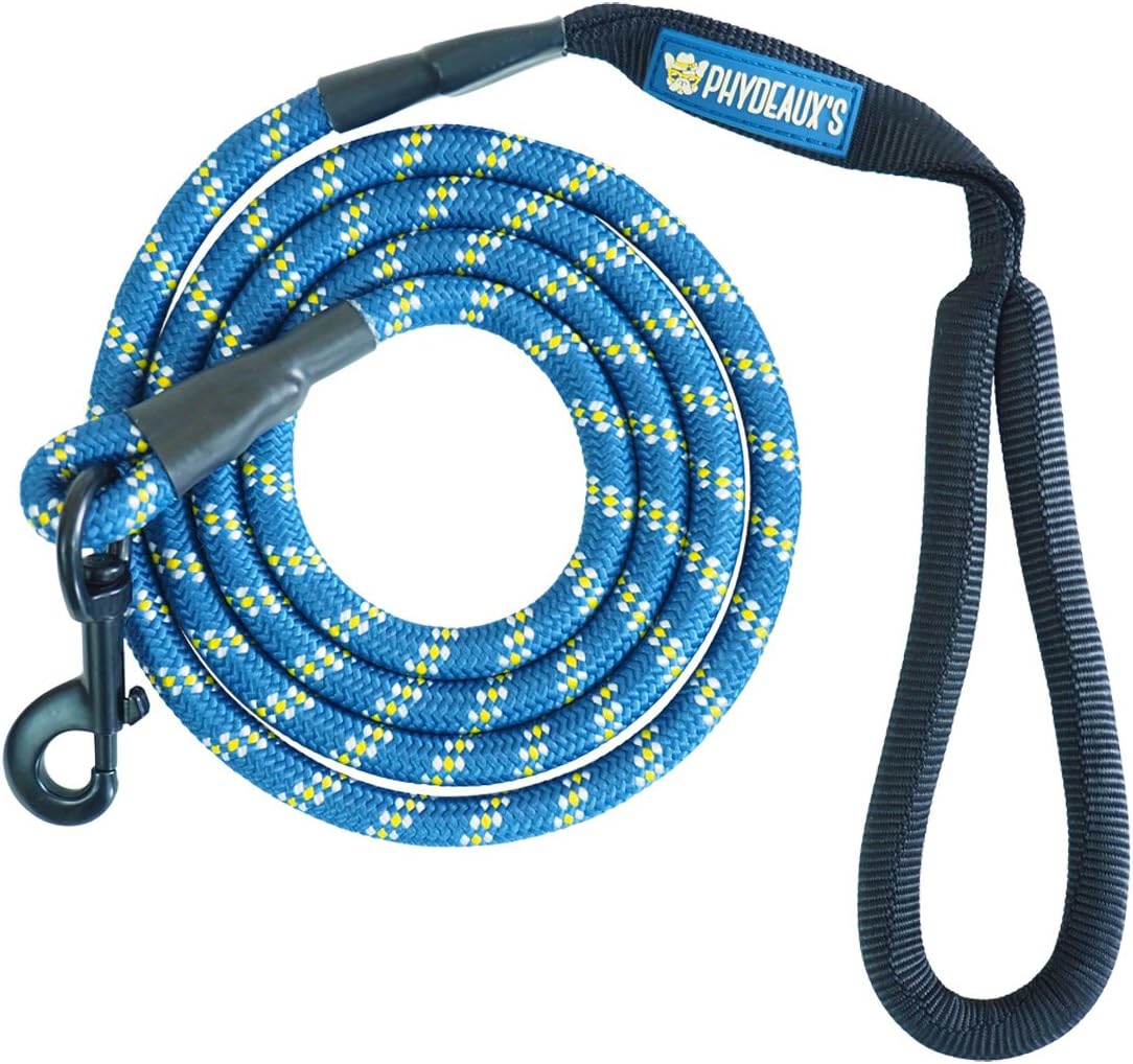 Phydeaux’s Mountain Climbing Rope Dog Leash - 6 ft Long - Premium Quality - Perfect for Medium and Large Dogs (Blue)