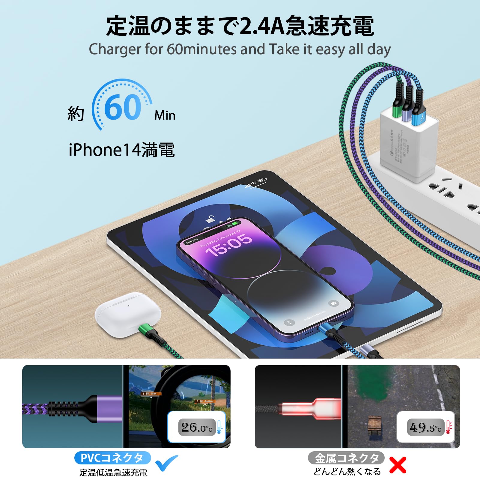 iPhone - okuboページ Amazon.co.jp: Ocbuo Lightning ケーブル iPhone 充電ケーブル 3