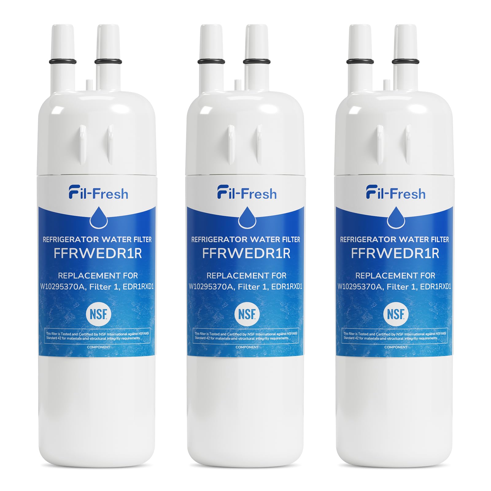 Fil-Fresh Edr1rxd1 Refrigerator Water Filter Replacement For Everydrop® Filter 1, Whirlpool® W10295370a, Whr1rxd1, Kad1rxd1, P4rfwb, P8rfwb2l, Kenmore® 46-9081, 46-9930, Fridge Water Filter, 3 Packs - View 1 | Fridge.com