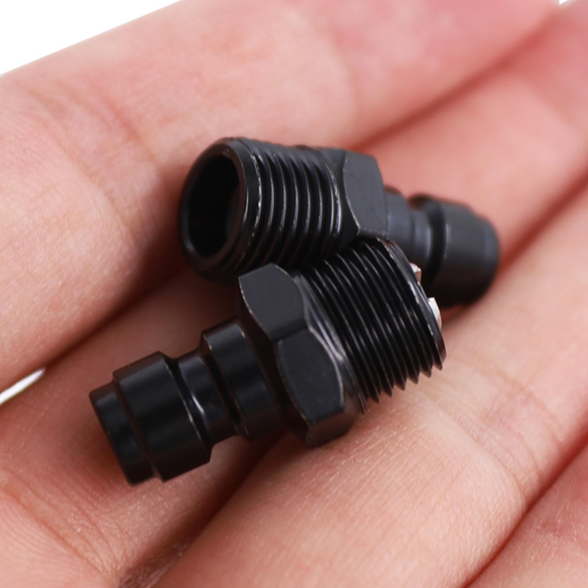 2 adaptadores de rosca macho NPT de 1/8 pulgadas, enchufe de desconexión rápida de 8 mm, accesorios de adaptador Foster PCP Airsoft, cobre chapado en zinc negro