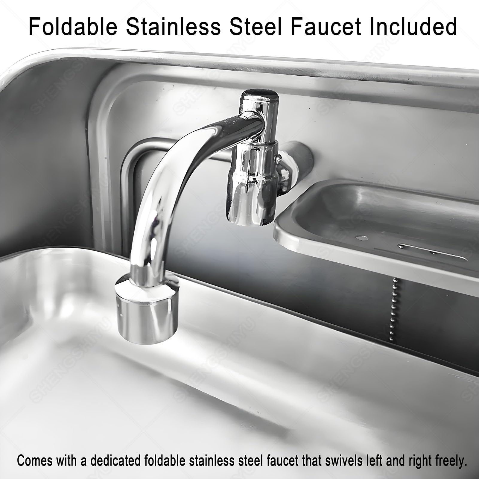 RV Lavabo de mano pequeño rectangular con drenaje de filtro y estante para campistas y yates