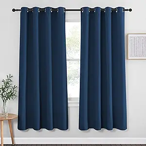 NICETOWN Blackout Curtain Drape 72 inch Long - Grommet Noise Reducing Thermal Insulated Modern Window Treatments for Bedroom Living Room (1 Panel, 52 x 72 Inch, Moroccan Blue)