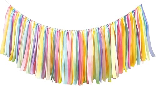 Kingsnow Guirnalda de cinta de cumpleaños para silla de bebé, falda tutú de 40 pulgadas para decoración de fiesta de helado, baby shower, accesorios