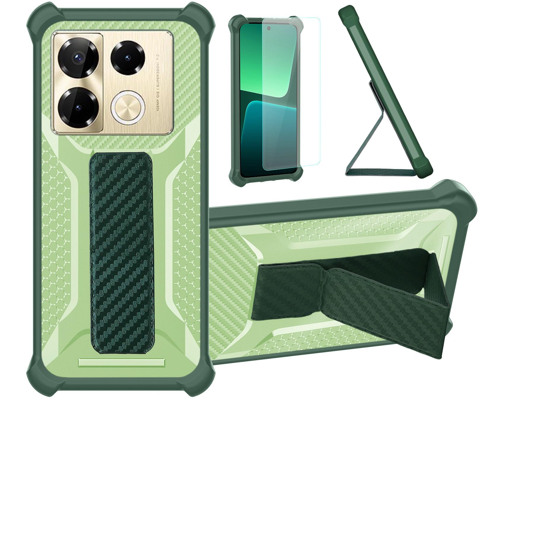 Aroepurt Case for Infinix Note 40 Pro 5g Phone Case Stand Cover [with Tempered Glass Screen Protector] Hybrid Case [Folding Support Magnetic] [Frosted