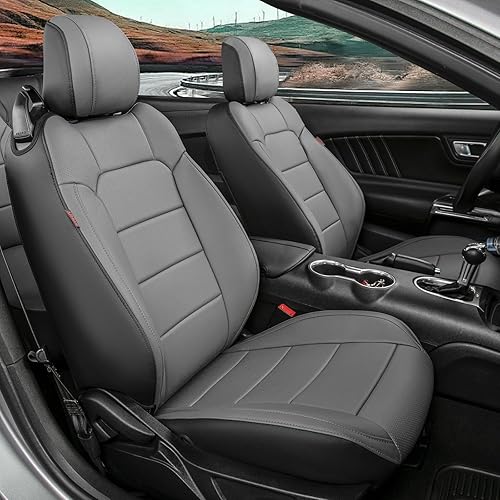 coverdream Mustang - Fundas de asiento de automóvil de cuero personalizadas para Ford Mustang convertible 2015-2025 2026, respaldo de una pieza de