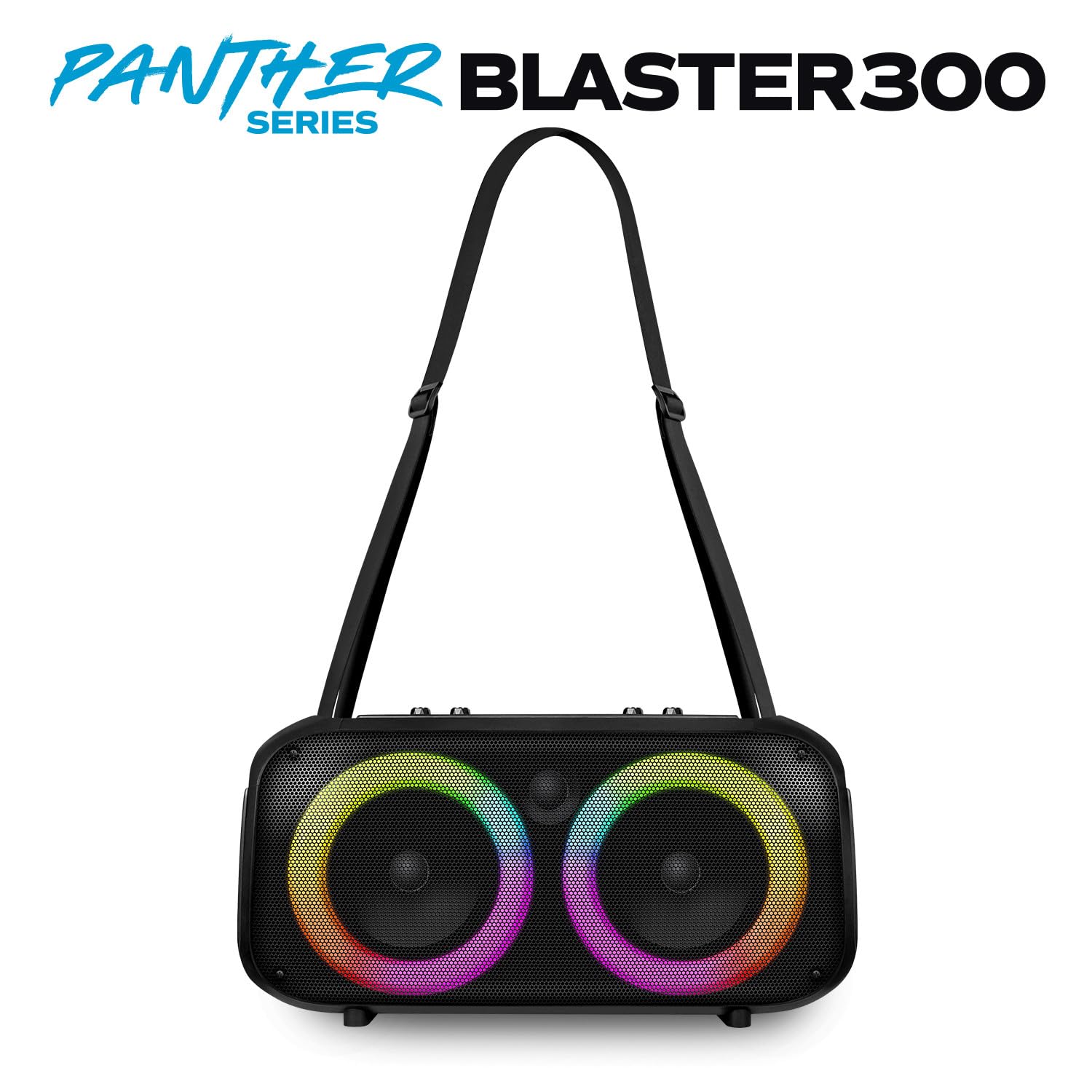 Pickering Enceinte Sono Autonome sur Batterie à LED Panther BLASTER300 300W, Bluetooth USB Radio FM, Echo, Micro Karaoké+Clé 32G