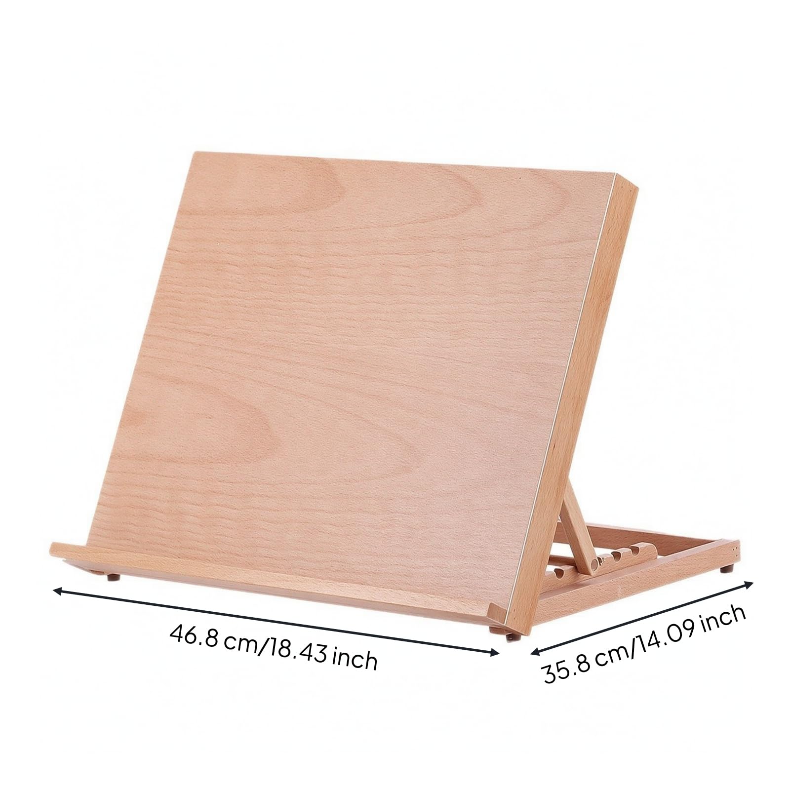 Caballete de Dibujo Plegable Portátil Ajustable de Madera de con Ángulos Regulables Base Estable y Bandeja de Apoyo Adecuado para Artistas Estudiantes, 46.8 Cm X 35.8 Cm X 2.2 Cm