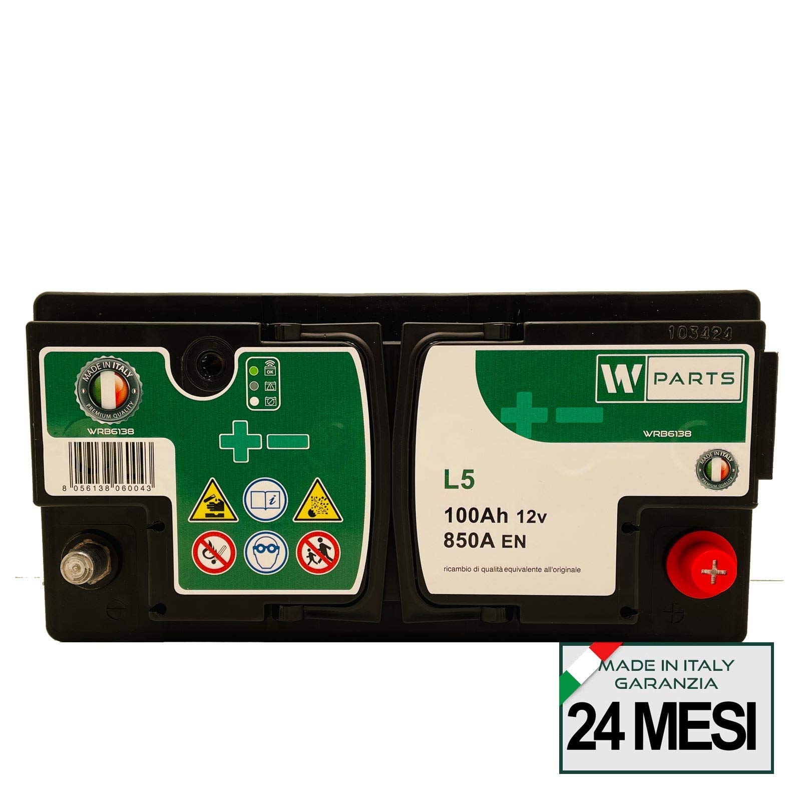 BATTERIA AUTO 100 Ah - 850A Spunto | Garanzia Italia | 353x175x190 | 100Ah |