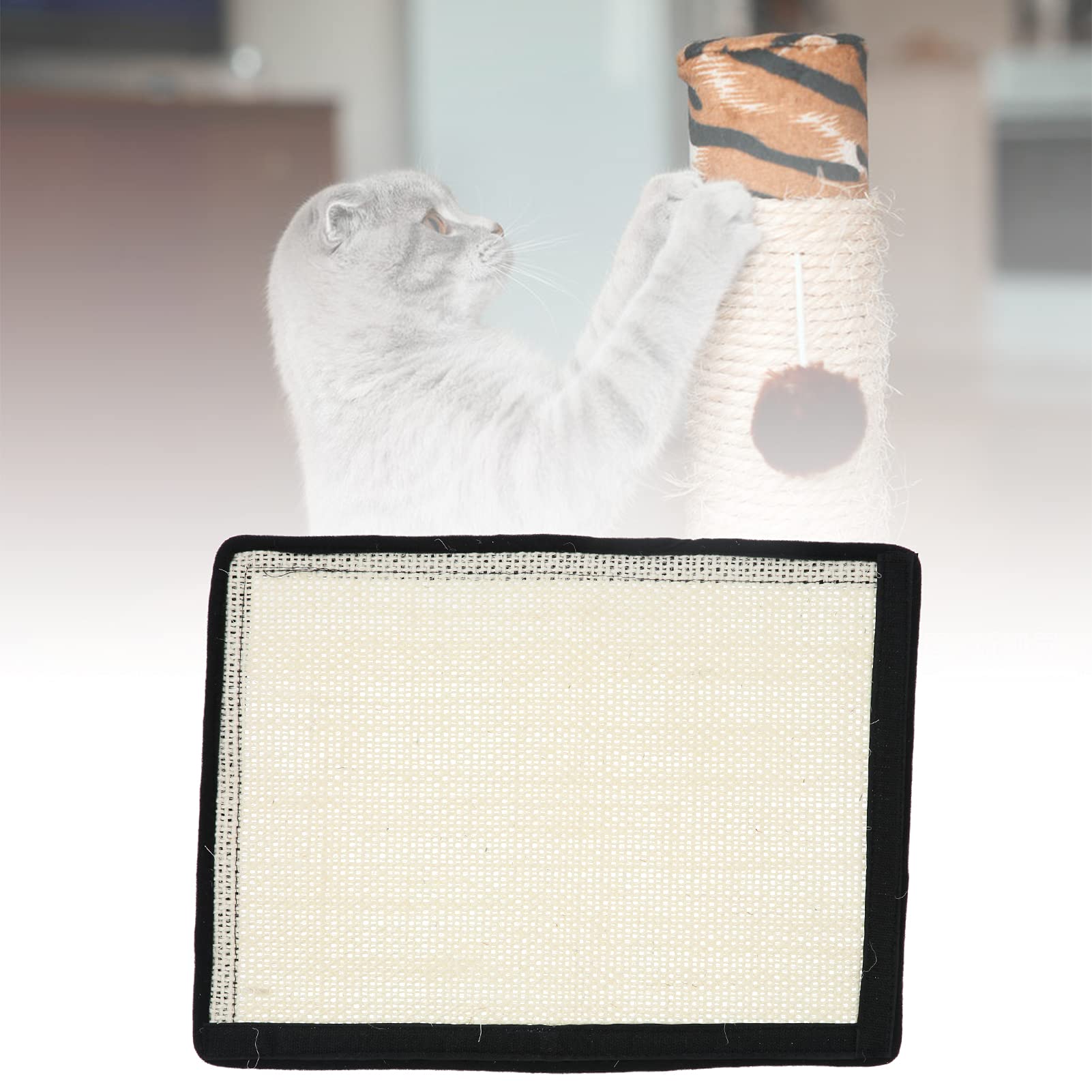 Kit 4 Tapetes Arranhador Para Gatos - Sisal - 40x30cm - Proteção Para Móveis - Cor Marrom Claro