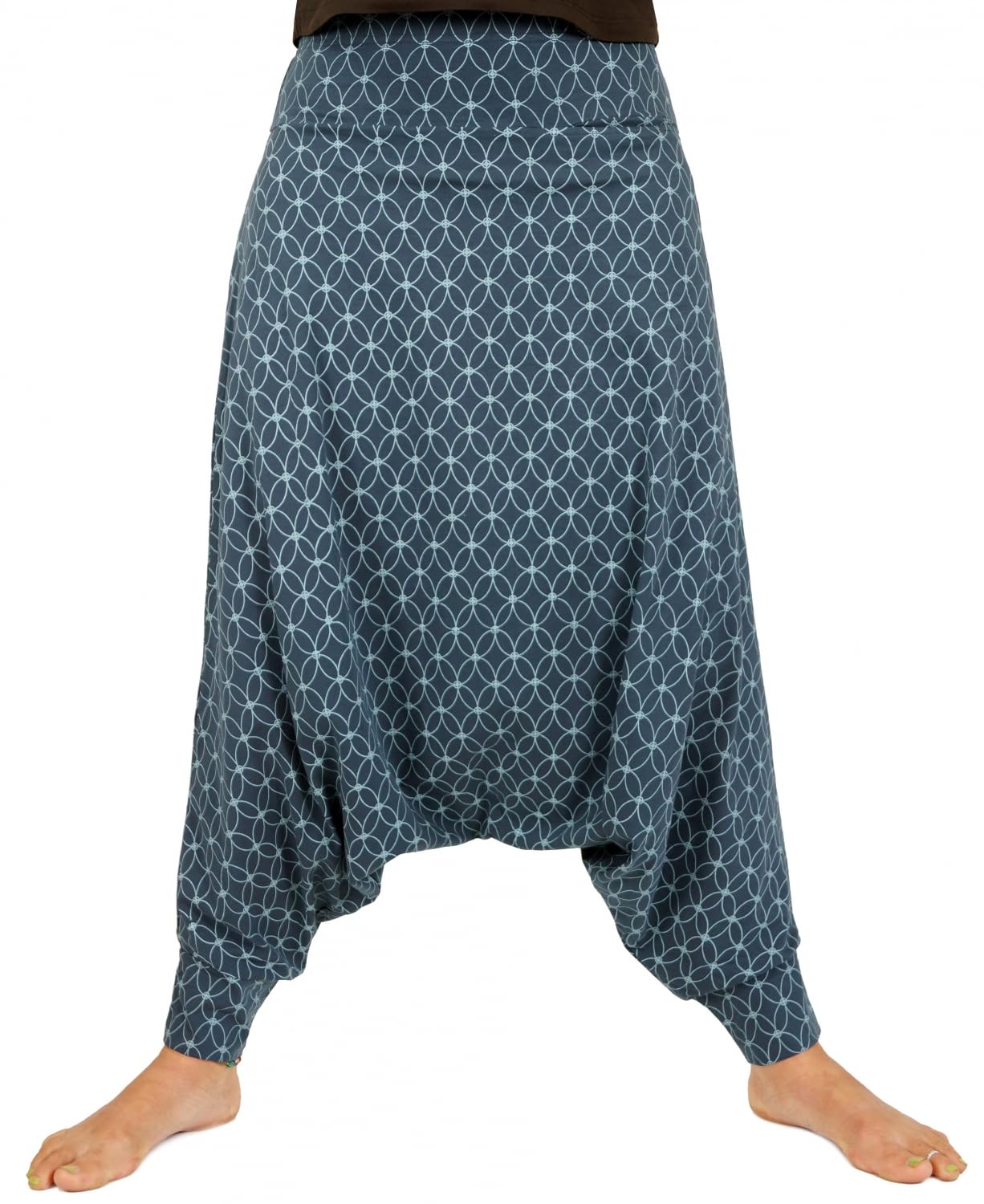 GURU SHOP Afghani - Pantalones de algodón orgánico, harén orgánico, pantalones de yoga, pantalones de Aladino, para mujer, Majólica, 42