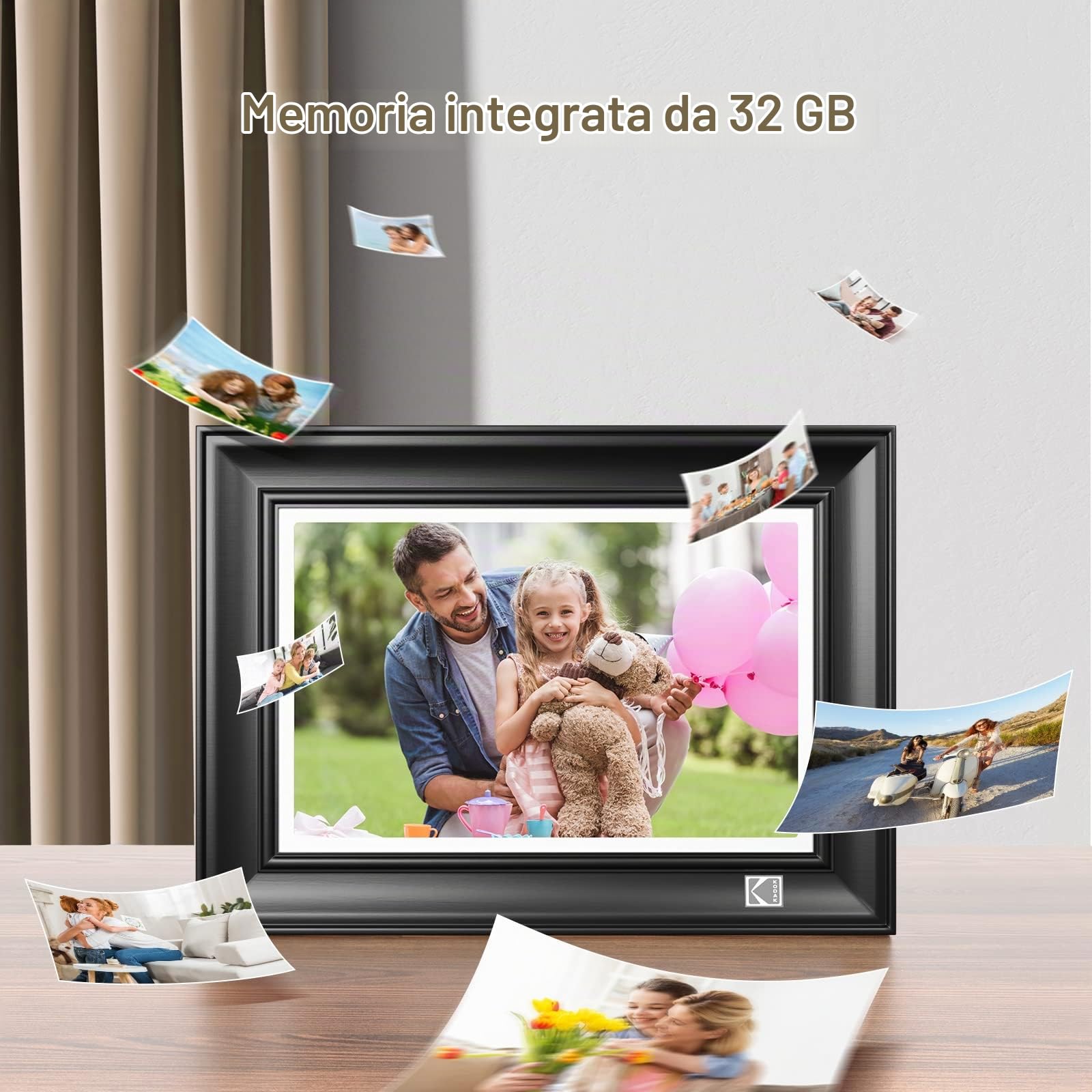 Cornice digitale WIFI 10.1 Pollici, 1920 * 1200 IPS Touch Screen, portafoto digitale con Auto-rotazione, Calendario, Sveglia,tempo metereologico