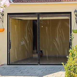 Dust Barrier 15.7 x 6.9 ft Plastic Zipper Door Dust Protection Kit Garage Door Screen for 2 Car Garage Reusable Plastic Curtain Cover for Kitchen, Bathroom, Hallway Remodel, Fit Standard Doorway - Buy now