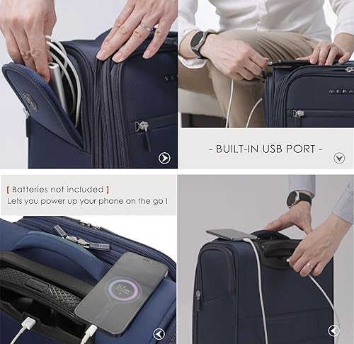 Miniatura 5 de Verage Carry On Underseat Luggage with Wheels & USB Port, Wheeled Spinner Bag Carry-on Luggages for Airlines, Lightweight Suitcase Men Women, Pilots