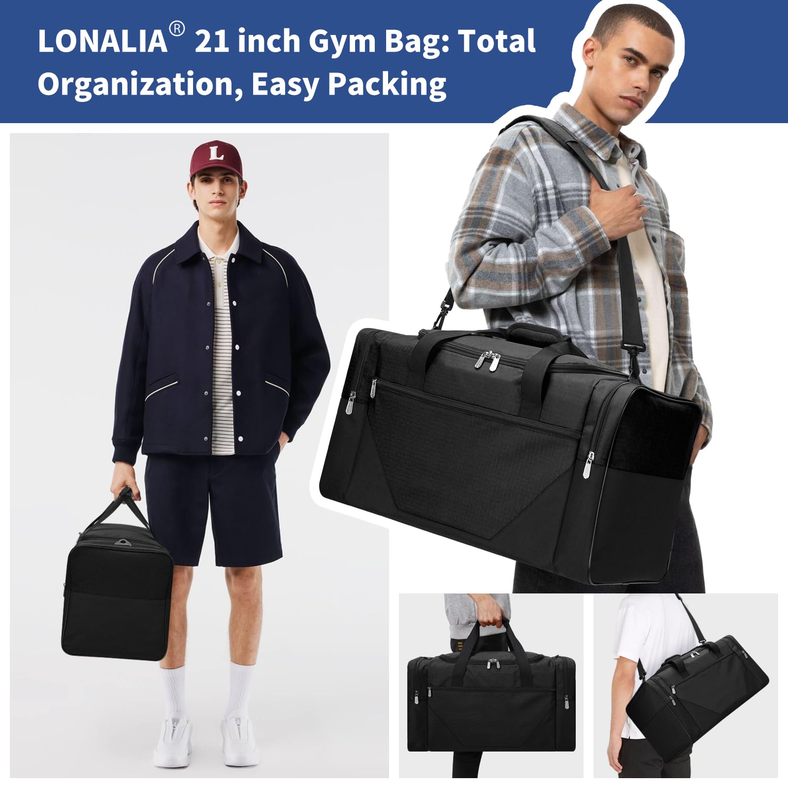 Bolsa deportiva de 45 litros, Black, 21inch, Bolsa de lona
