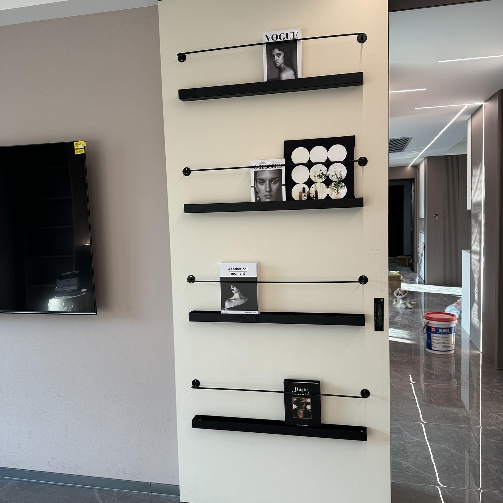 Prospektständer/Prospekthalter Ständer Modern Schwarz Magazinständer, 80 90 100 120 cm Lang Metall Katalog-Literatur-Halter/Broschürenständer, Sparen Sie Platz Bücherregal, Für Veranstaltungen Büro
