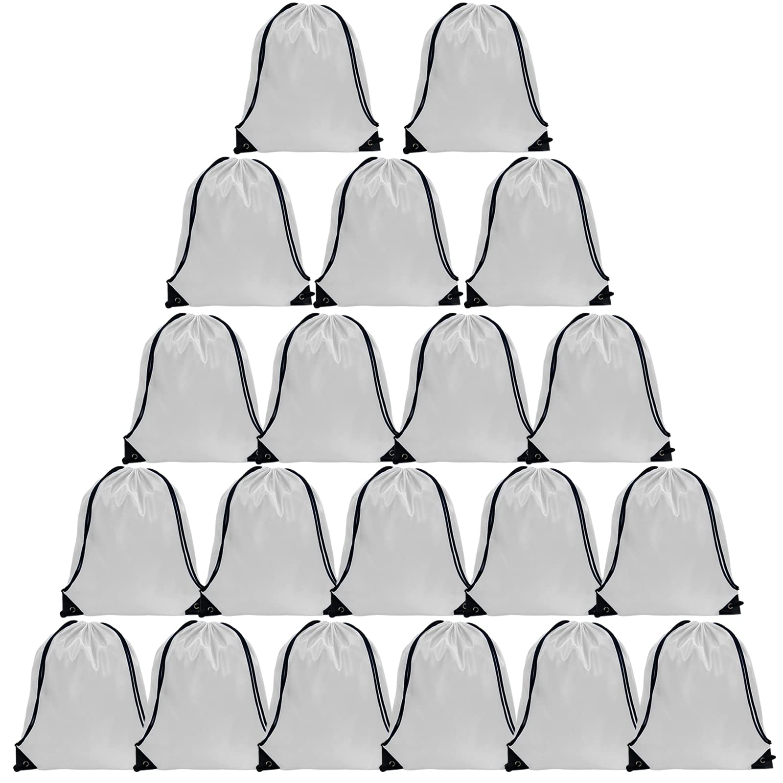 GoodtoU Drawstring Backpack Bulk, 20 Pcs Draw String Bags Cinch Bag Gym Sackpack for Women & Men, White