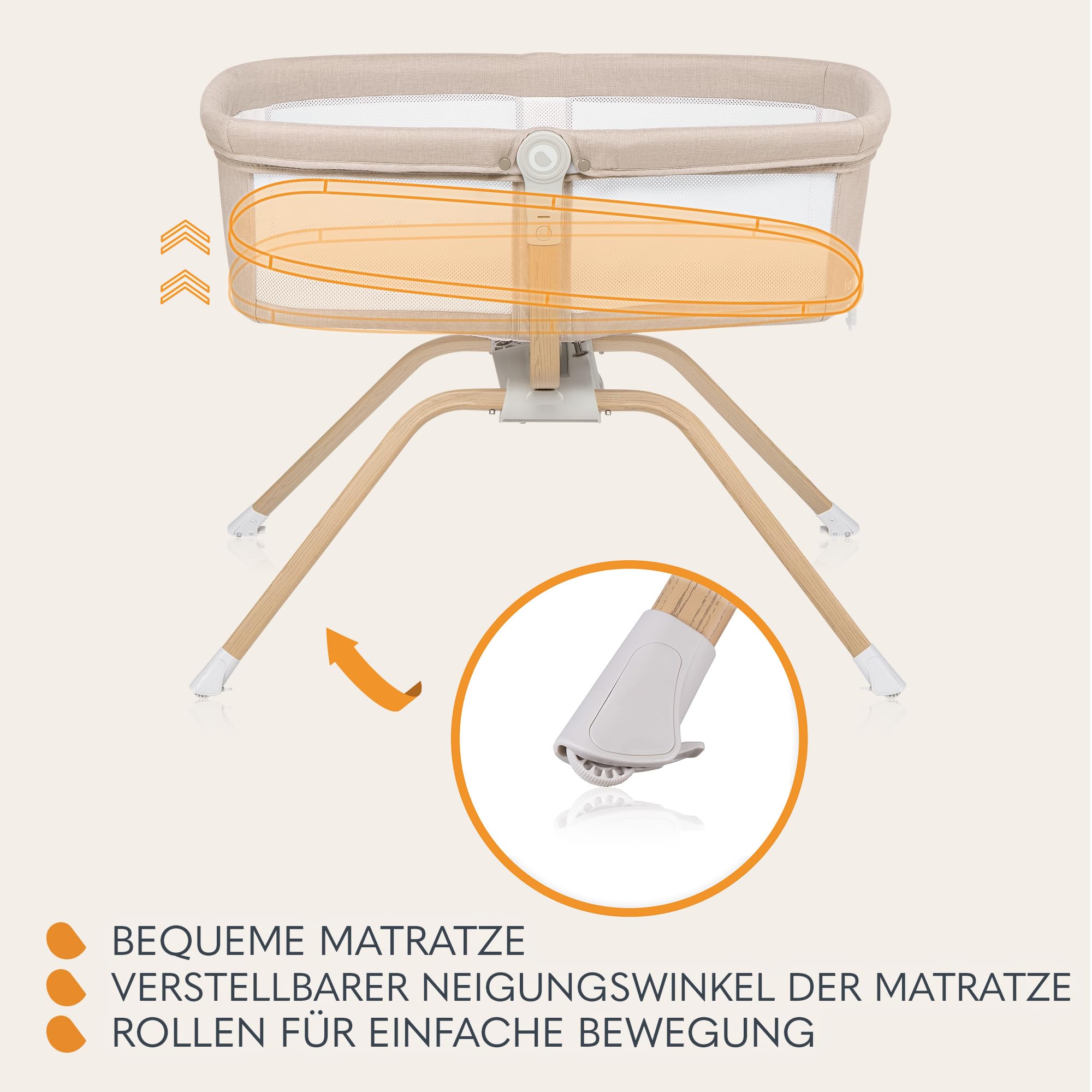 Lionelo Malin Evo Babywiege, Reisebett für Babys mit Matratze | Kinderreisebett, Reisegitterbett, von 0 bis 9 kg, Vordach, Moskitonetz, klappbar, Schaukelsystem, Liegeverstellung, schnelle