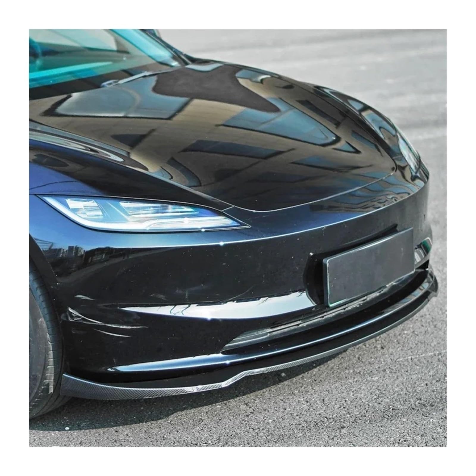 Spoiler Anteriore Auto Per Tesla 2024 highland Model3 Deflettore paraurti anteriore Labbro mentoniera Trim Styling Cover modificato(Bright Black)