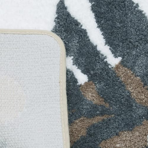Miniatura 7 de Tapete de baño bohemio con diseño de plantas de arte abstracto, color marrón, lavable, antideslizante, esponjoso, absorbente de agua, de microfibra,